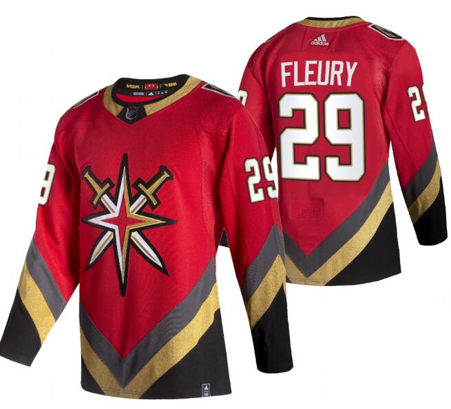 Men's Vegas Golden Knights #29 Marc-Andre Fleury 2021 Reverse Retro Red Stitched NHL Jersey